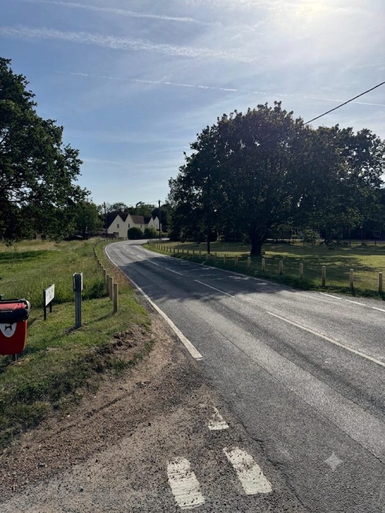 Malting Green Road from the crossroads